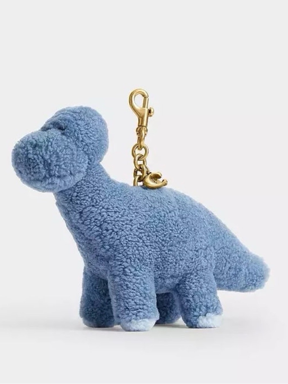 Coach Rexy 10th Birthday Buddy Dinosaur Bag Charm in Shearling Brass/Blue NWT